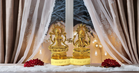 Figurine en métal moderne de 4 pouces du dieu hindou Lakshmi Ganesha, décoration d'intérieur pour Diwali, baptême, Pooja - Cadeau indien