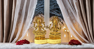 Figura Metálica Moderna de 4 Pulgadas del Dios Hindú Lakshmi Ganesha, Decoración para el Hogar, para Diwali, Bautizo, Pooja - Regalo Indio - Product Image 4