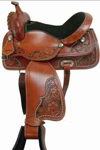 Selle de cavalier intelligente en cuir de haute qualité, selle de course à baril en cuir avec matériau et taille personnalisés - Product Image 3