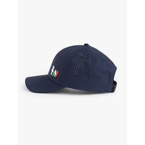 Cappello Sportivo in 100% Poliestere a 5 Pannelli con Visiera Curva, Stampa Etnica a Foglie e Logo a Lettere, Blu Navy America's Cup - Product Image 3