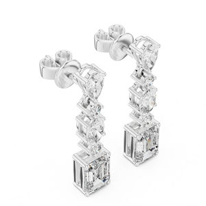 Boucles d'oreilles en or jaune 14 carats avec diamants de laboratoire taille émeraude, cadeau de luxe pour mariage ou anniversaire pour femme, 2,87 carats, certifiées IGI - Product Image 4