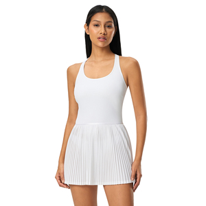 Prix d'usine Robe de golf et de tennis nue sans manches pour femmes Vêtements de sport en spandex respirant avec plis de nom d'équipe de service OEM - Product Image 3