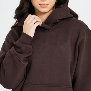 Sweat à capuche oversize en coton pour femme, logo personnalisé, tricoté, épaules tombantes, style streetwear, col à capuche, long, hiver - Product Image 6