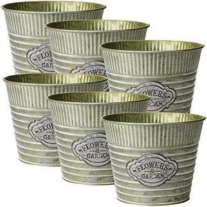 Seau de jardinière galvanisé décoratif avec graphique dessiné à la main pour améliorer la décoration rustique de jardin et de porche de chalet - Product Image 1