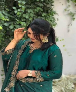 FANCY SILK SILK EMBROIDERY SEQUENCE WORK <b>TOP</b> PALAZZO WITH DUPATTA FESTIVE WEAR WHOLESALE PRICE ETHNIC GARMENT <b>TEAL</b> - Product Image 3