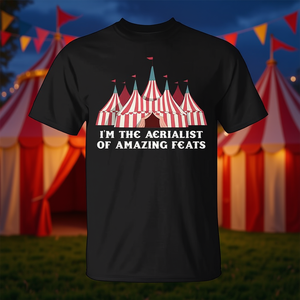 Camiseta Circus Crew con diseño de acrobacias aéreas, color negro, unisex, talla para adultos - Product Image 3