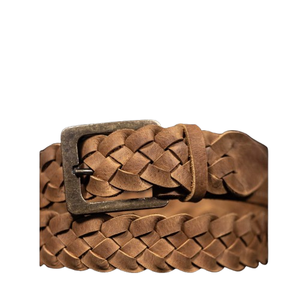 Ceintures tressées pour hommes en cuir véritable de haute qualité 2025 Logo personnalisé nouvelle ceinture décontractée marron pour hommes motif de tissage en gros OEM - Product Image 1