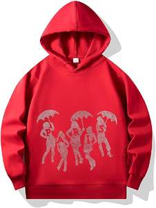 Ropa de calle ligera Sudadera con capucha de diamantes de imitación con cordón Trajes casuales de manga larga Jersey Sudaderas con capucha y sudaderas de gran tamaño - Product Image 5