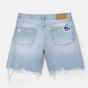 กางเกงขาสั้นผู้ชายสไตล์ไฮสตรีทผ้าแคนวาสสีอ่อน ห้ากระเป๋า เอวยางยืด ลายเรียบ ปี 2024 - Product Image 3