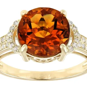 써니 글로우: 오렌지 마데이라 황수정 10K 옐로우 골드 링 | 우아한 고급 보석 | 절묘한 장인의 금 반지 보석