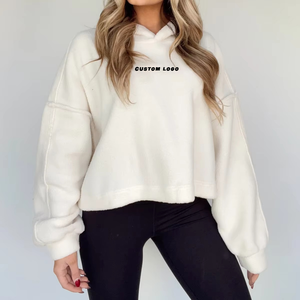 Sweat-shirt à capuche décontracté en coton surdimensionné, lourd, tricoté pour l'hiver, personnalisé par le fabricant, streetwear, OEM, pour femmes - Product Image 4