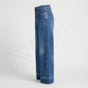 Customized Color Straight Organic Cotton <b>Women's</b> New Design Fashion Denim Cargo Trousers Breathable Quick Dry Casual Bottoms - Product Image 3