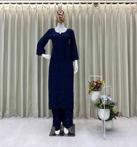 Traje Plazzo de Rayón Listo para Usar, Bordado con Lentejuelas, Completamente Cosido, Ropa de Diseñador para Mujer, 4 Colores Disponibles, Venta al por Mayor B2B, Gujarat - Product Image 1