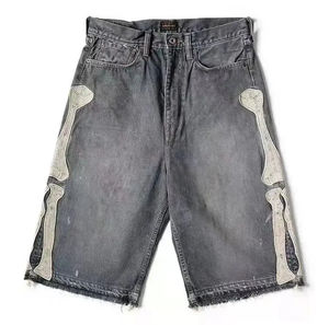 Shorts Vaqueros Rectos Transpirables con Bordado, Personalizados para Hombre, Estilo Urbano de Verano, Cintura Media, Lavado Claro - Product Image 5