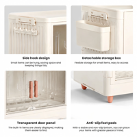 Meuble de rangement de cuisine en plastique, organisateur de vaisselle, armoire à double porte, étagère de rangement anti-poussière pour vaisselle, meuble multi-niveaux