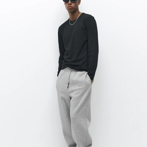 Wholesale Blank Men's <b>Long</b> <b>Sleeve</b> <b>T</b> <b>Shirt</b> Cotton Crewneck Plain <b>Black</b> Tee Casual Trackstar OEM Private Label TSI-G05-P0254 - Product Image 5