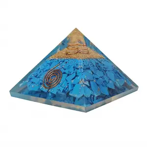 Бирюзовая энергетическая Пирамида оргона с зарядом, Хрустальная точка, оптовая продажа, ремесла рейки фэн-шуй, медитация оргона, пирамиды Соха, Агат