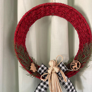 พวงหรีดคริสต์มาสจากหญ้าทะเล ดีไซน์ใหม่ล่าสุด ปี 2024 ของตกแต่งบ้านสำหรับเทศกาล งานถักมือ ขายส่งจากเวียดนาม - Product Image 2