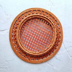 Rotin fait à la main en vrac quantité chargeur assiettes décoration de table à manger en gros naturel plaques chargeurs ensemble - Product Image 2