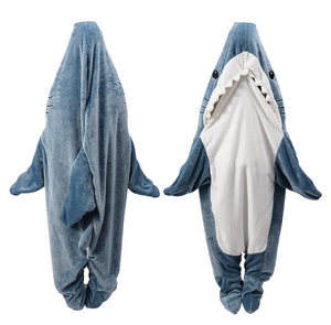 Dessin animé requin sac de couchage pyjamas bureau sieste requin couverture Karakal haute qualité tissu sirène châle couverture pour enfants adultes - Product Image 5