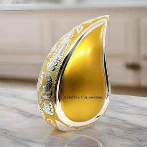 Urna de cremación de latón de alta calidad con diseño de lágrima artesanal hecho a mano de estilo moderno para cenizas conmemorativas para adultos, urnas decorativas funerarias - Product Image 3