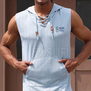 New Arrival Premium Quality <b>Men</b> <b>Sleeveless</b> <b>Hoodie</b> Solid Pattern Autumn Casual Wear Breathable for Adult - Product Image 4