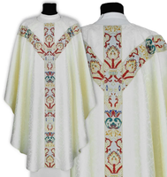 Chasuble catholique en polyester de qualité et brodé à la machine étole célébrant prêtre Vintage Robe Robe Cape