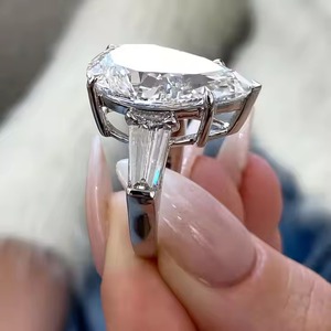 VS1 corte de pera enorme anillo de compromiso de diamante cultivado en laboratorio 18K oro sólido romántico anillo de cóctel de oro regalo para su amante - Product Image 2
