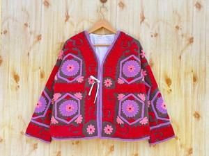 Manteau d'hiver bohème unisexe de luxe de haute qualité fait à la main veste Suzani brodée indienne Kimono en coton coloré à fleurs - Product Image 4