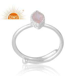 Anillo de piedras preciosas de cuarzo rosa Natural de Plata de Ley 925, joyería personalizada para mujer, regalo para ella - Product Image 1