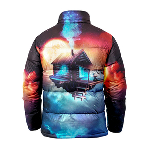 Veste bouffante d'hiver chaude à logo personnalisé pour hommes, rouge, classique, col montant, vêtements de rue avec design brillant - Product Image 6