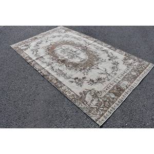 Tapis turc vintage 5.5x9,4 pieds marron beige tissage plat en laine avec motif patchwork pour les décorations de salon ou le couloir - Product Image 2