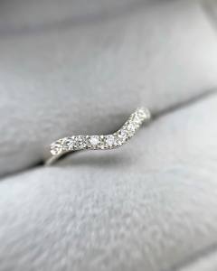 1.30mm Cut White Diamond Curved Wedding Band | Women <b>Stacking</b> <b>Ring</b> | 925 Silver 18K Gold Plated Anniversary Jewelry Custom - Product Image 1