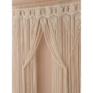 Beautiful Bohemian <b>Macrame</b> Wall <b>Curtain</b> Handmade Rattan Wall Hanging for Living Room Decor with Framed Tassel Pattern - Product Image 2