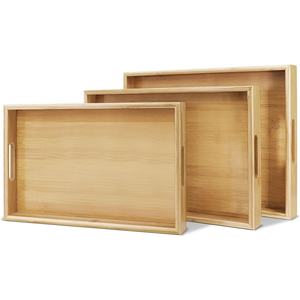 Elegante Bandeja de Servir de Madera Moderna de Color Natural con Asas para Desayuno, Café, Bocadillos, Fiestas, Decoración del Hogar, Bodas - Product Image 5