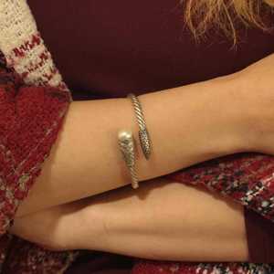 925 Sterling Silver Twisted Clasp <b>Bracelet</b> Elegant Pearl <b>Bangles</b> & <b>Bracelets</b> Collection - Product Image 3