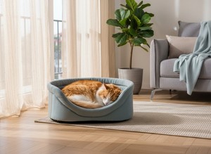 Cama Ovalada para Mascotas, para Perros y Gatos, con Laterales Altos, Espuma Viscoelástica Sólida (Tela Oxford), 49x38x16 - Product Image 5