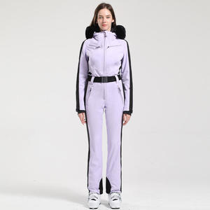 ชุดจั๊มสูทกันน้ำสำหรับผู้หญิงคุณภาพสูงสำหรับฤดูหนาว ชุดสกีแบบชิ้นเดียวพร้อมปกขนสัตว์ อุ่นสบาย ไซส์ใหญ่ กันลม - Product Image 5