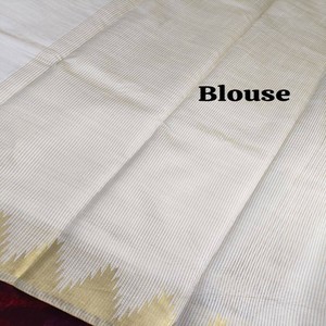 Sari de Seda VASTRA COTTAGE con Borde de Templo y Chit Pallu, Elegante Ropa Tradicional Étnica de Kerala para Mujer - Product Image 5