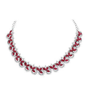 Ensemble de collier en pierre autrichienne Colorstone bijoux en alliage plaqué argent pour anniversaire de mariage et cadeau de fête pour elle - Product Image 4