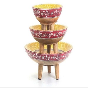 Ensemble de bols à Fruits secs élégants maison hôtel Restaurant ustensiles de cuisine vaisselle Dates bol jaune couleur bois naturel plateau fini bol - Product Image 2