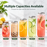Fournisseur d'usine : Nouvelles canettes portables en PET avec couvercle en aluminium, transparentes, pour boissons gazeuses, bubble tea et café