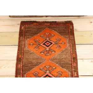 Tapis turc vintage 1,8x2,6 pi (54x78 cm), tapis floral marron orange - Product Image 3