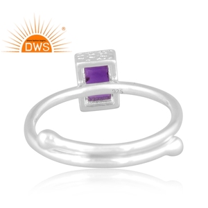 Meilleures ventes Bague empilable en argent sterling fin avec améthyste naturelle Fabricant de bijoux personnalisés - Product Image 4