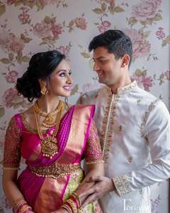 Designer Kanjiveram Soie Lehenga avec Zari Work Bollywood Style Blouse & Banarasi Dupatta par Fashionharbour pour les fêtes - Product Image 1