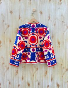 Suzani เสื้อแจ็กเก็ตปักลายด้วยมือสำหรับผู้หญิงเสื้อโค้ทผ้าคอตตอนสีชมพูแบบอินเดียสำหรับใส่ลำลองฤดูหนาวระบายอากาศได้เสื้อนอกเปิดกระดุมด้านหน้าโครเชต์ - Product Image 5