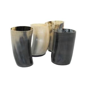 Copa de cuerno y vidrio hecho a mano rústico pulido auténtico medieval natural ecológico conjunto para decoración de fiestas de bar y regalos especiales - Product Image 1