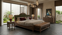 Ensemble de canapés capitonnés vert olive classiques européens sur mesure avec structure en bois et table basse en marbre pour villa et salon d'hôtel
