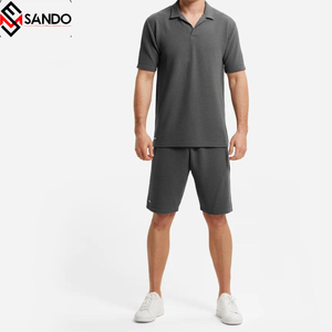 Conçu sur mesure à manches courtes hommes ensemble de vêtements de sport grande taille deux pièces coton respirant imprimé Shorts pour l'automne High Street - Product Image 1
