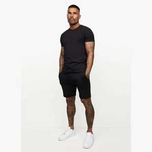 Respirant en gros hommes grande taille 5xl taille haute coton ensemble court Slim Fit solide haute rue été Shorts et chemise ensemble - Product Image 3